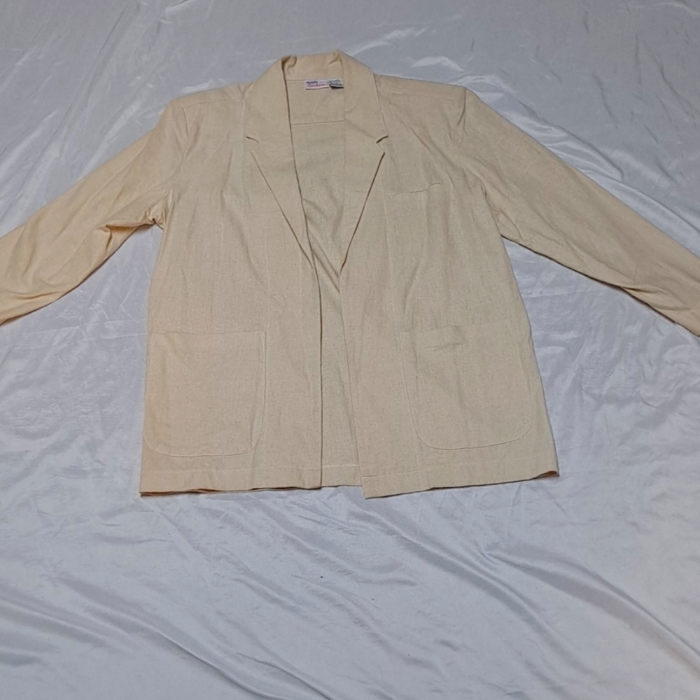 Avon Fashions Linen Blend 1980s Open Front Oversized Lagenlook Long Line Jacket